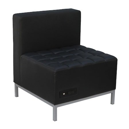 Officesource Millennial Collection Armless Chair with Power Outlet 10512VBK